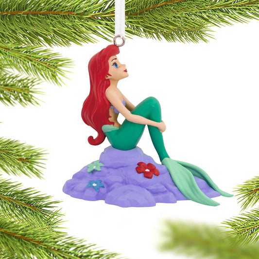 Noelyn disney princess ariel on rock ornament front view