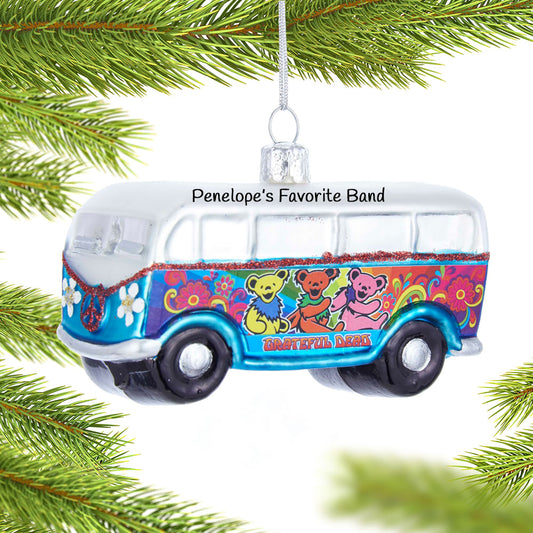 Noelyn grateful dead bus ornament front view